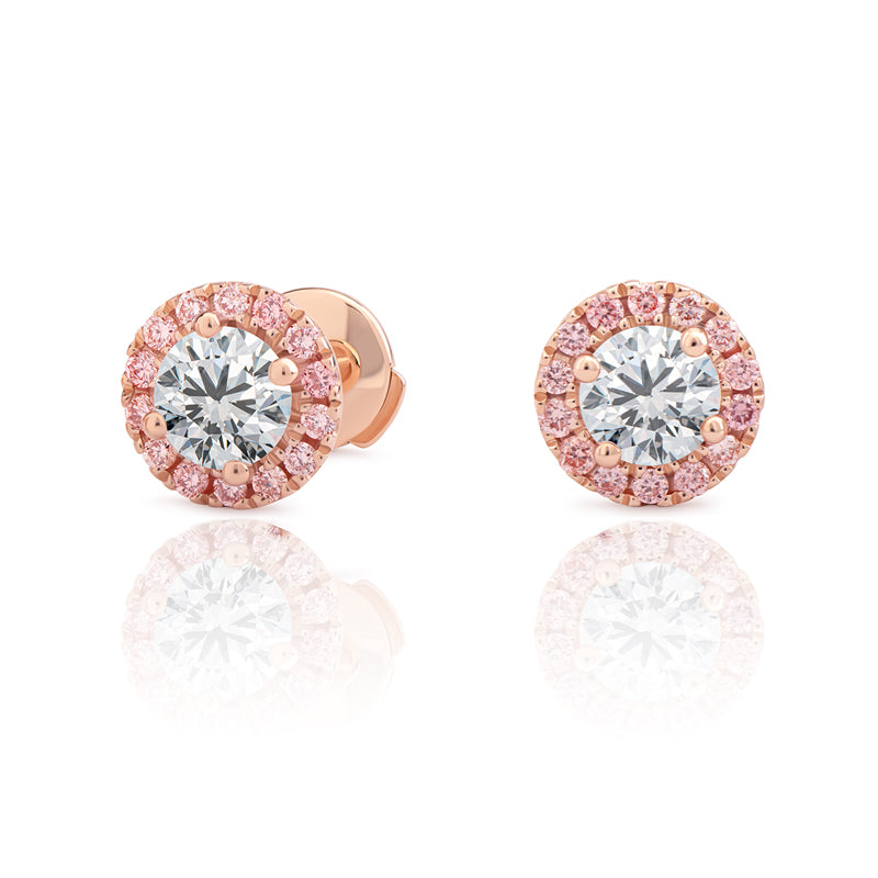PINKS 1.3ct Total Lab Grown Diamond Halo Studs