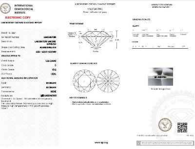 1.56 Carat D VS2 Round Brilliant Lab Grown Diamond | IGI626457246